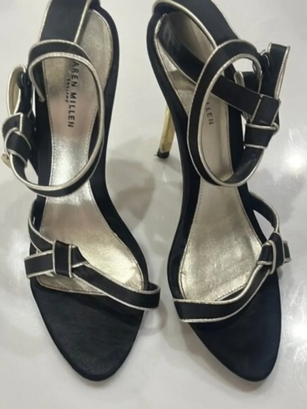 Karen Millen Black and Gold Heels with Sleek Design